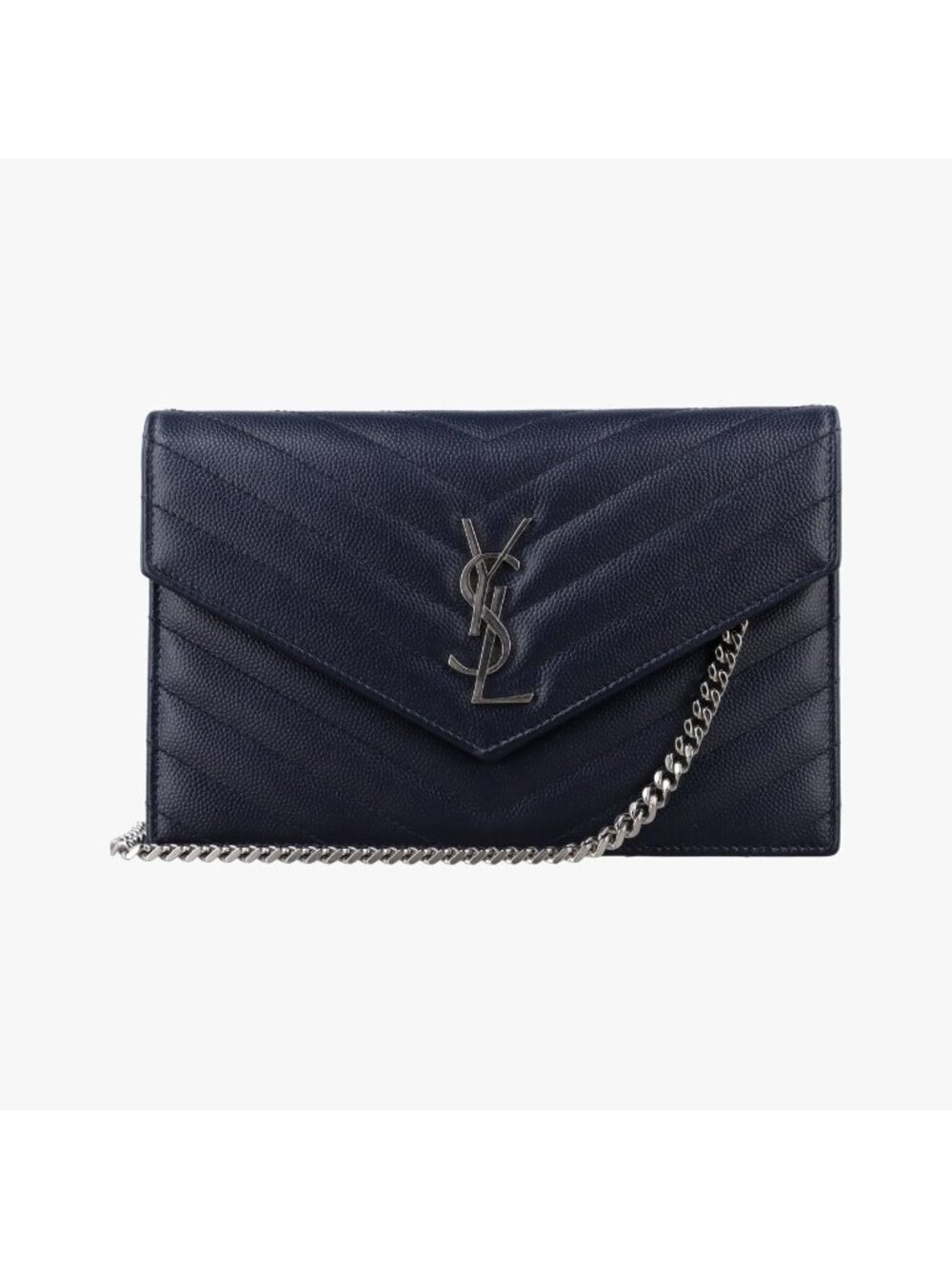 Saint Laurent Monogram Navy Caviar Leather Shoulder Bag